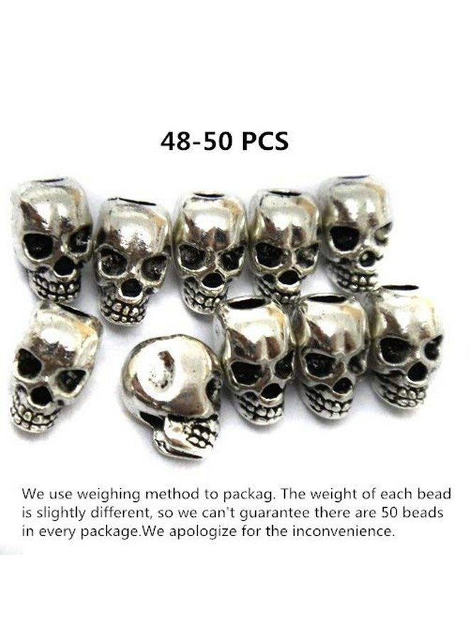 QTMY 4Mm Hole Macroporous Skull Metal Spacer Beads For Diy Halloween Crafts Jewelry Making Supplies In Bulk (Antique Silver) - Image 3