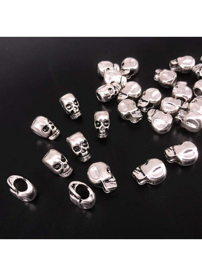 QTMY 4Mm Hole Macroporous Skull Metal Spacer Beads For Diy Halloween Crafts Jewelry Making Supplies In Bulk (Antique Silver) - Image 5