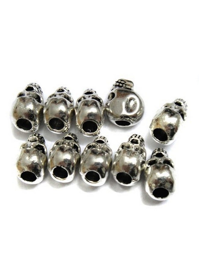 QTMY 4Mm Hole Macroporous Skull Metal Spacer Beads For Diy Halloween Crafts Jewelry Making Supplies In Bulk (Antique Silver) - Image 4