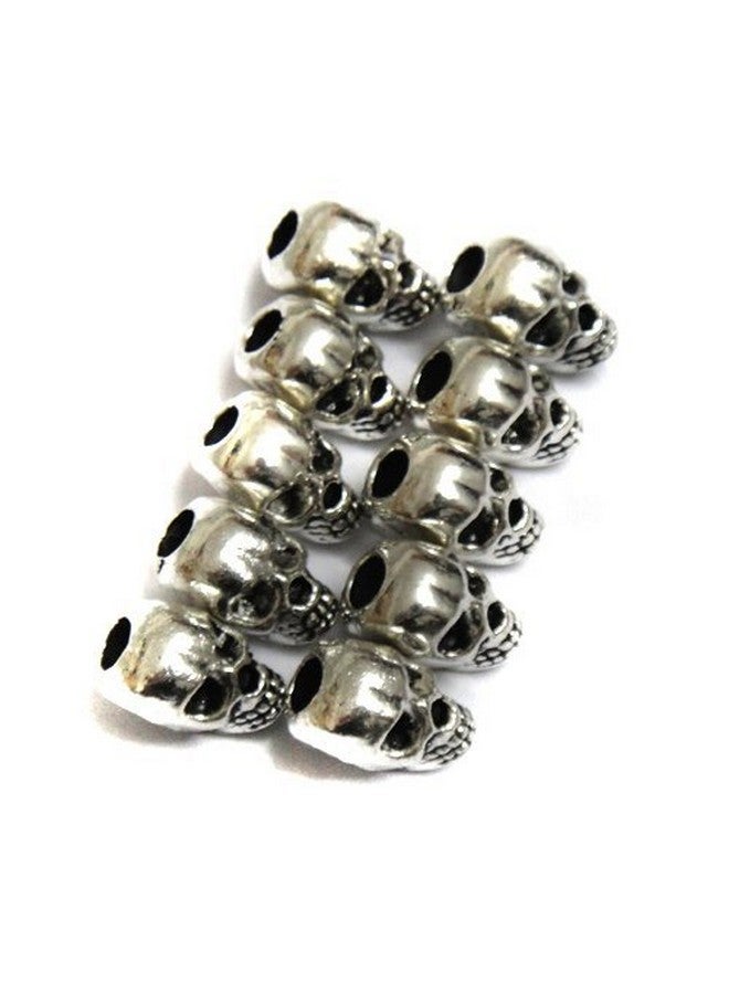 QTMY 4Mm Hole Macroporous Skull Metal Spacer Beads For Diy Halloween Crafts Jewelry Making Supplies In Bulk (Antique Silver) - Image 2