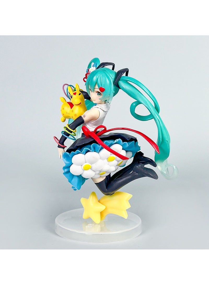 general Hatsune Miku figure jumping horse Hatsune miku two-dimensional anime beauty scenery model ornaments chassis decoration - Image 2