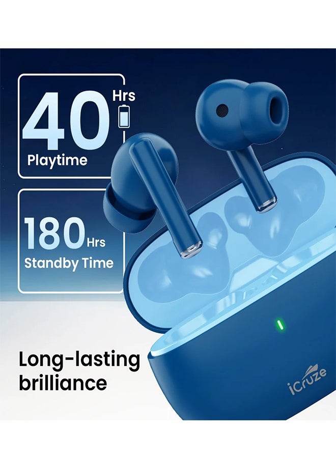 iCruze سماعات أورا TWS - بلوتوث 5.3، 40 ساعة وقت تشغيل، ENC، محركات 13 مم، عزل الضوضاء، تحكم باللمس، شحن Type-C - Image 5