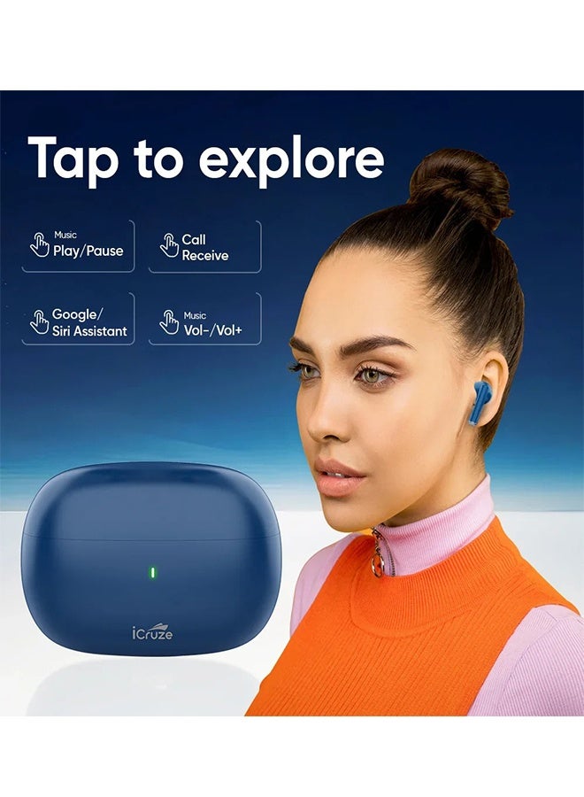 iCruze سماعات أورا TWS - بلوتوث 5.3، 40 ساعة وقت تشغيل، ENC، محركات 13 مم، عزل الضوضاء، تحكم باللمس، شحن Type-C - Image 3