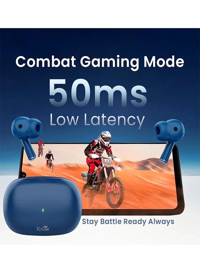 iCruze سماعات أورا TWS - بلوتوث 5.3، 40 ساعة وقت تشغيل، ENC، محركات 13 مم، عزل الضوضاء، تحكم باللمس، شحن Type-C - Image 2