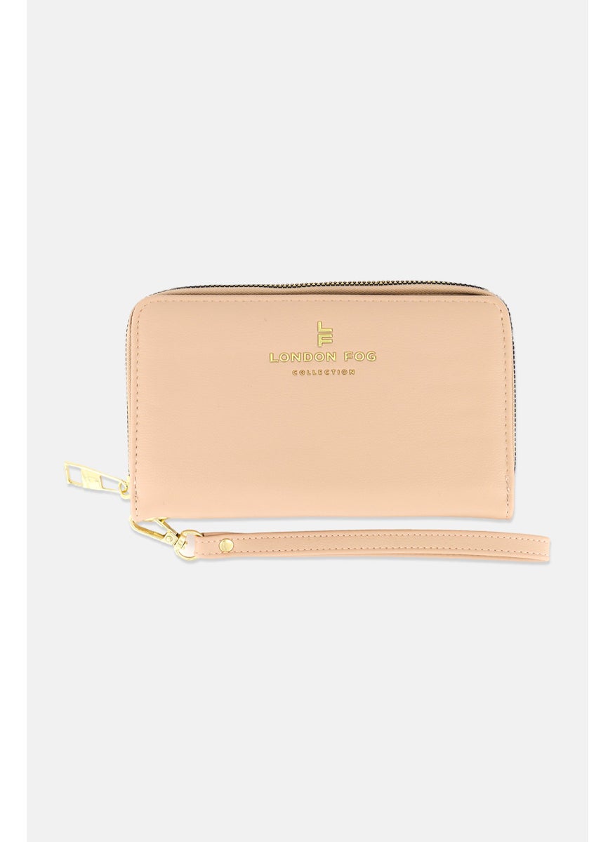 London Fog Women Single Zip Around With Front Fold Wallet 11 H x 18 L x 2 W cm, Cream  - Image 1