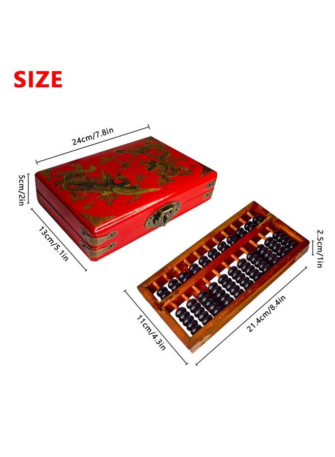 Larcele 11 Column Classic Wooden Abacus with Vintage Leather Box, Soroban for Study, Home Decorationt, Aging Treatment SP-03 - Image 2
