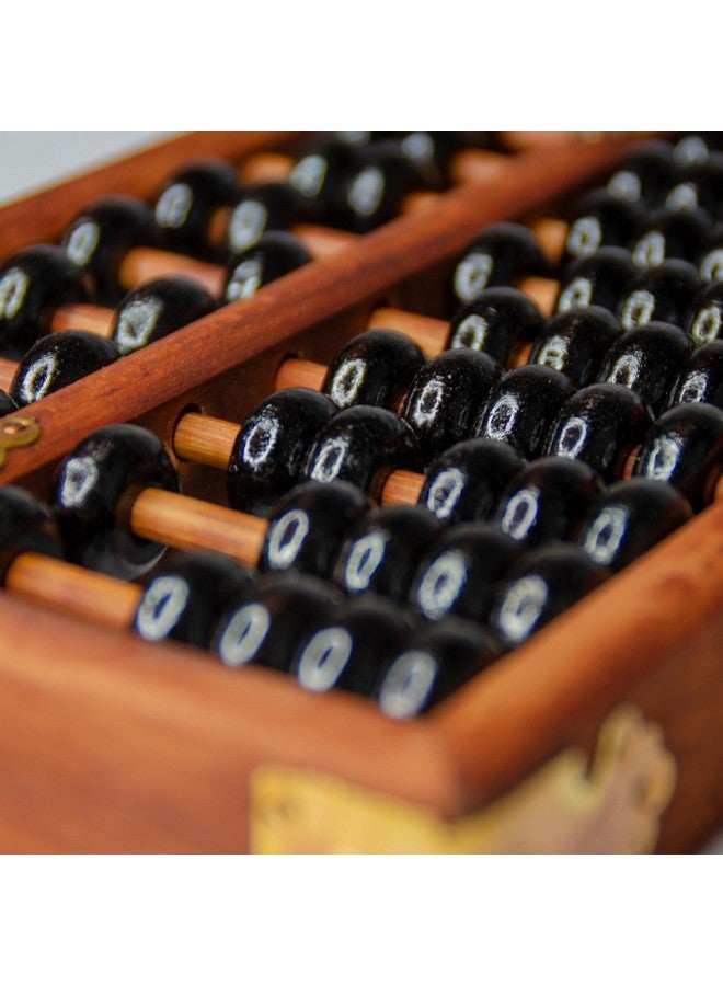 Larcele 11 Column Classic Wooden Abacus with Vintage Leather Box, Soroban for Study, Home Decorationt, Aging Treatment SP-03 - Image 5