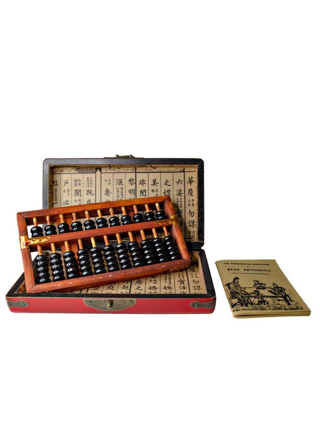 Larcele 11 Column Classic Wooden Abacus with Vintage Leather Box, Soroban for Study, Home Decorationt, Aging Treatment SP-03 - Image 3