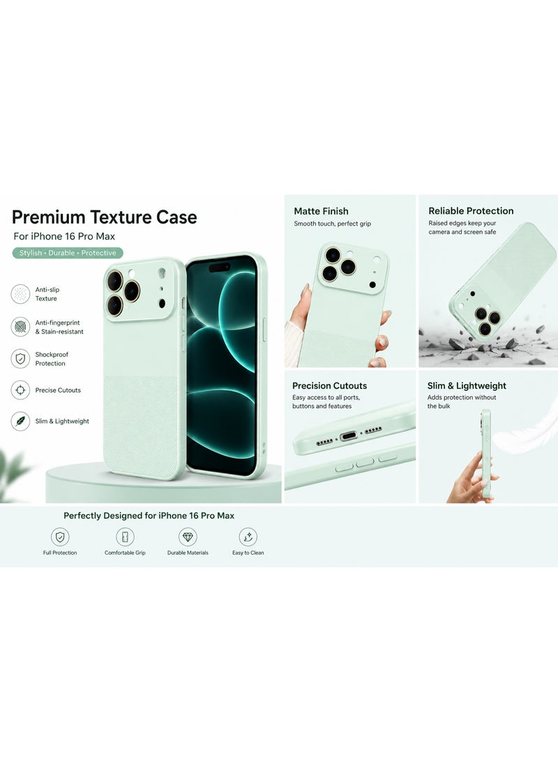 حافظة هاتف ماجسيف من السيليكون غير اللامع باللون الأخضر النعناعي لهاتف ايفون 16 برو ماكس، مقاومة للسقوط - Image 3