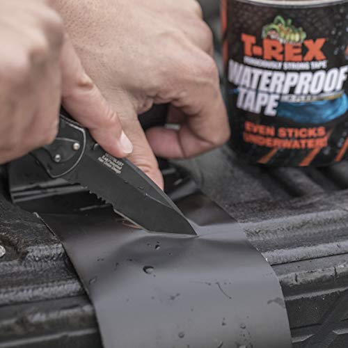T-REX Heavy Duty Waterproof and Repair Tape for Wet or Rough / Dirty Surfaces Including Underwater, Leaks and More, 4" x 5', Black, 1-Roll (285987) - Image 4