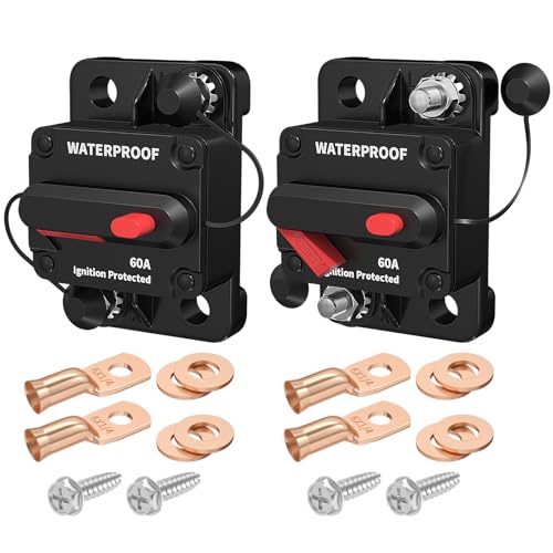 DaierTek 60 Amp Circuit Breaker 12V 24V 48V DC 12 Volt Marine Circuit Breaker 60A Manual Reset Inline Fuse Waterproof Circuit Breakers for Auto Car Truck 2Pack - Image 1