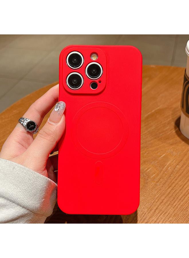 S-TOP Case For iPhone 15 Pro Max Solid Color Liquid Silicone MagSafe Magnetic Phone Case - Image 1