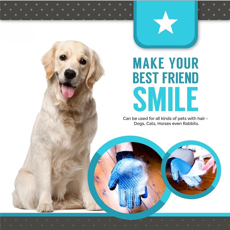 click2shop Deshedding Glove Gift Set for Easy, Mess-Free Grooming of Pets with Long/Short/Curly Fur - Includes 1 Pair of Gentle Pet Hair Remover Mitts, Free Bath Brush, and Storage Bag - Image 5