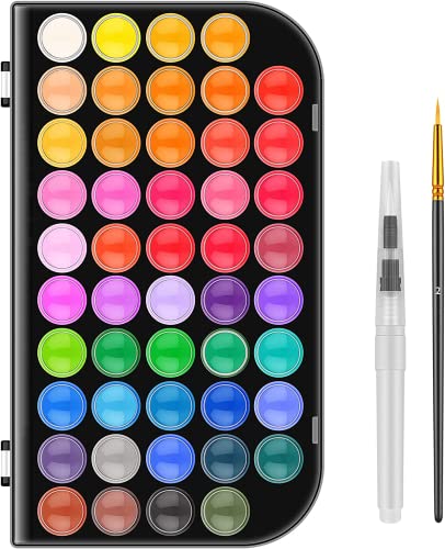RVOGJP 48-Color Watercolor Paint Set With Brush, Refillable Water Brush Pen, Palette, and Water-Washable Paints for Kids, Adults and Artists - Image 1