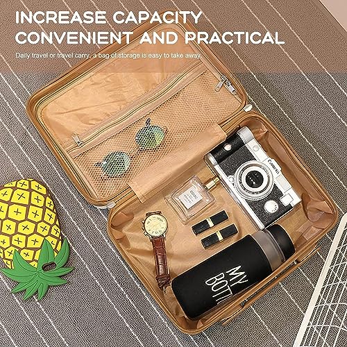 GVND Travel Makeup Case Hard Shell Cosmetic Organizer, Waterproof ABS Vanity Box with Zipper Compartments, Elastic Strap & Carry Handle for Women & Girls (Pink) - Image 5
