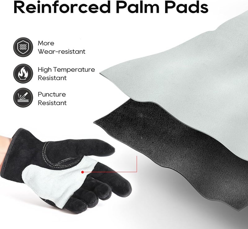 TOPDC 2 Pairs Leather Work Gloves for Men or Women, Cowhide Leather Gloves for Gardening, Tig/Mig Welding, Chainsaw, Farm, Ranch, Reinforced Palm, Adjustable Cuff, Cotton Lining, Firm Grip & Durable - Image 2