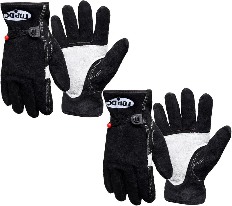 TOPDC 2 Pairs Leather Work Gloves for Men or Women, Cowhide Leather Gloves for Gardening, Tig/Mig Welding, Chainsaw, Farm, Ranch, Reinforced Palm, Adjustable Cuff, Cotton Lining, Firm Grip & Durable - Image 1