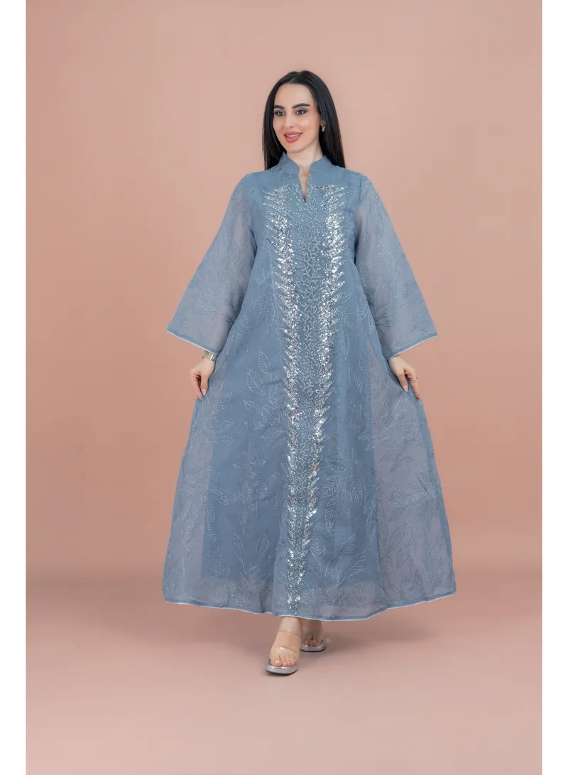 اكسا جلابية انيقة لؤلؤ ونقوش