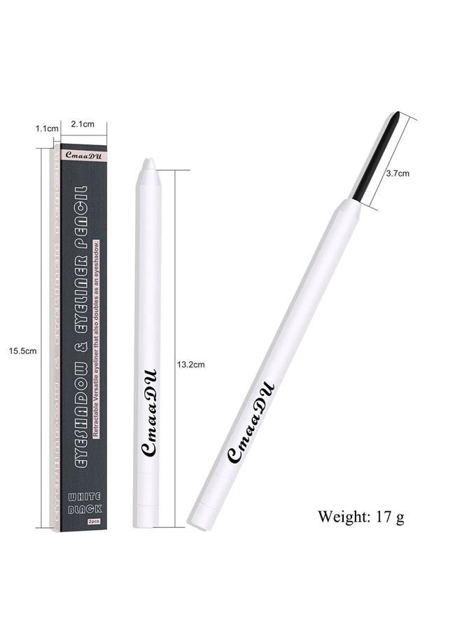 Yeweian Black White Eyeliner Pencil Set, Matte Smooth White Eye Brightener Stick, Quick Drying Waterproof High Pigmented Highlighter Eye Liner Eyeshadow Makeup, with Built-in Sharpener - Image 5