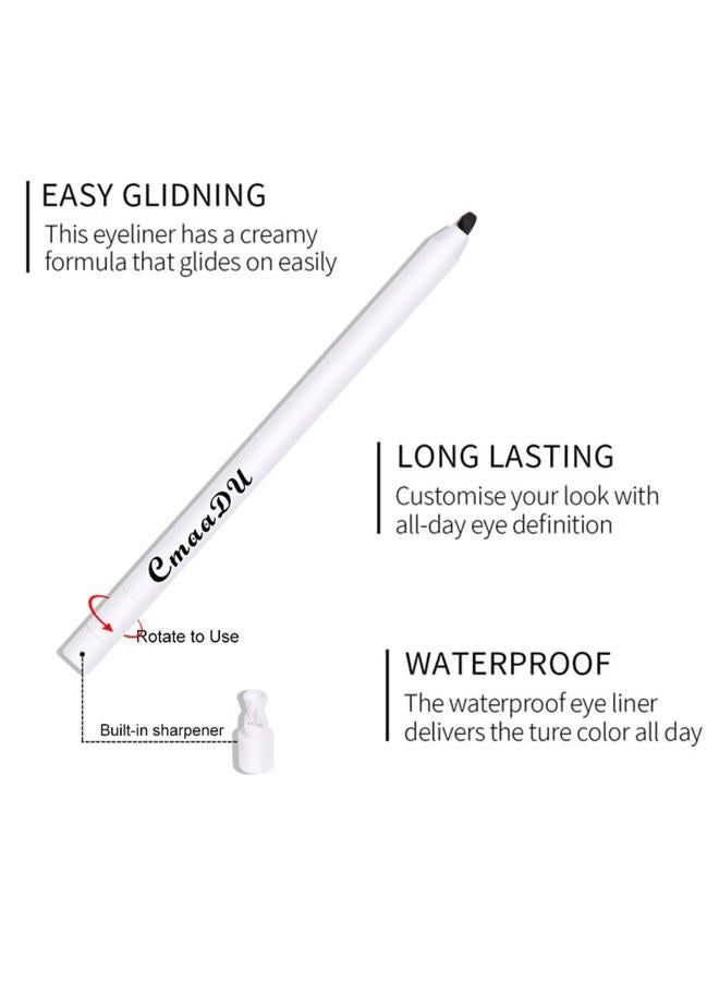Yeweian Black White Eyeliner Pencil Set, Matte Smooth White Eye Brightener Stick, Quick Drying Waterproof High Pigmented Highlighter Eye Liner Eyeshadow Makeup, with Built-in Sharpener - Image 4