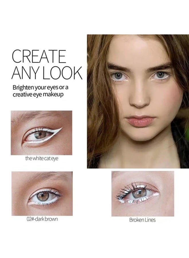 Yeweian Black White Eyeliner Pencil Set, Matte Smooth White Eye Brightener Stick, Quick Drying Waterproof High Pigmented Highlighter Eye Liner Eyeshadow Makeup, with Built-in Sharpener - Image 3