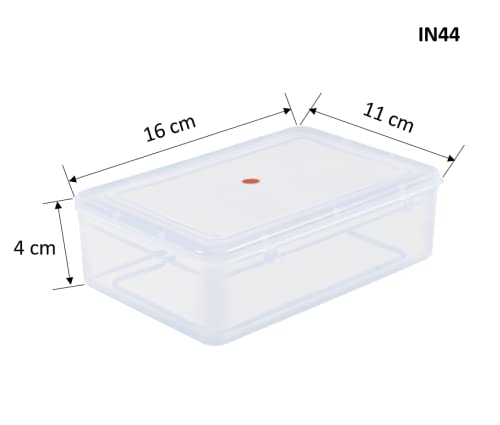 SHOPATHON INDIA IN44 Clear Plastic Storage Box Organizer Rectangle Medium Size Container With Lid And Lock Combo 4 Same Size- 11x16x4 cm - Image 3