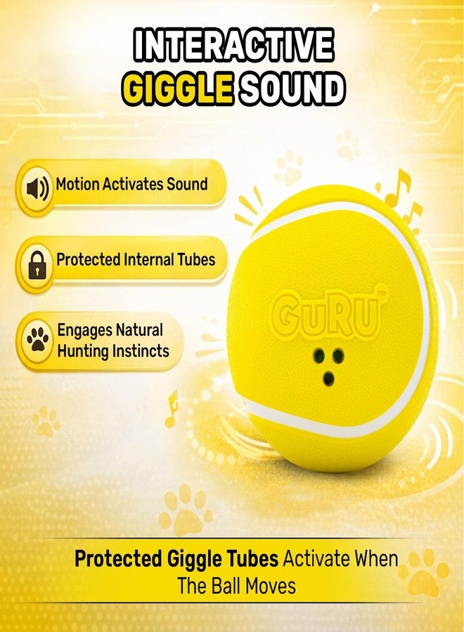 GURU Pet Giggling Tennis Ball - 4.5" Yellow Dog Toy with Motion-Activated Sounds for Entertainment - Non-Toxic Rubber Chase & Bounce Dog Toy for Interactive Play, Dog Enrichment & Endless Fun - Large - Image 3