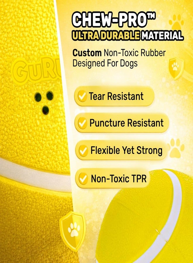 GURU Pet Giggling Tennis Ball - 4.5" Yellow Dog Toy with Motion-Activated Sounds for Entertainment - Non-Toxic Rubber Chase & Bounce Dog Toy for Interactive Play, Dog Enrichment & Endless Fun - Large - Image 5