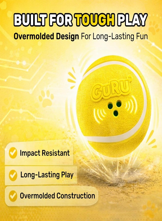 GURU Pet Giggling Tennis Ball - 4.5" Yellow Dog Toy with Motion-Activated Sounds for Entertainment - Non-Toxic Rubber Chase & Bounce Dog Toy for Interactive Play, Dog Enrichment & Endless Fun - Large - Image 4