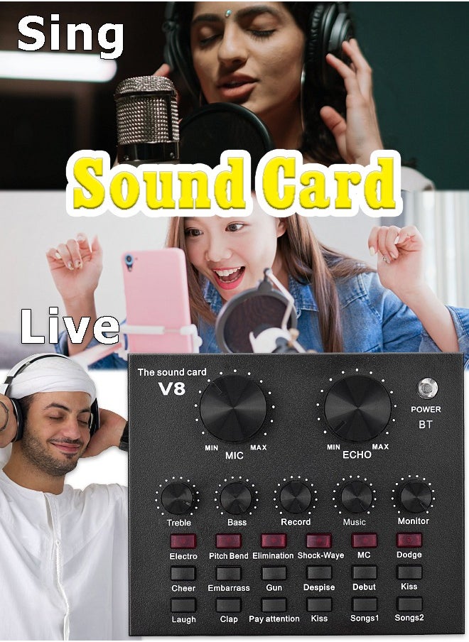 V8 Live Sound Card, Intelligent Volume Adjustable Audio Mixer 