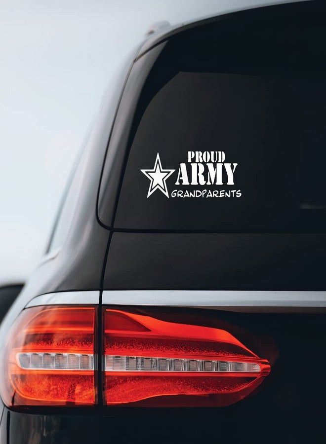 Bargain Max Decals Proud Army Grandparents Sticker Decal Notebook Car Laptop 6" x 2" (White) - Image 1