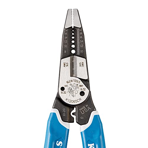 Klein Tools K12065CR Wire Stripper / Cutter / Crimper Tool, Made in USA, for Cutting, Stripping, Crimping, Twisting (8-18 AWG solid, 10-20 AWG stranded) - Image 4