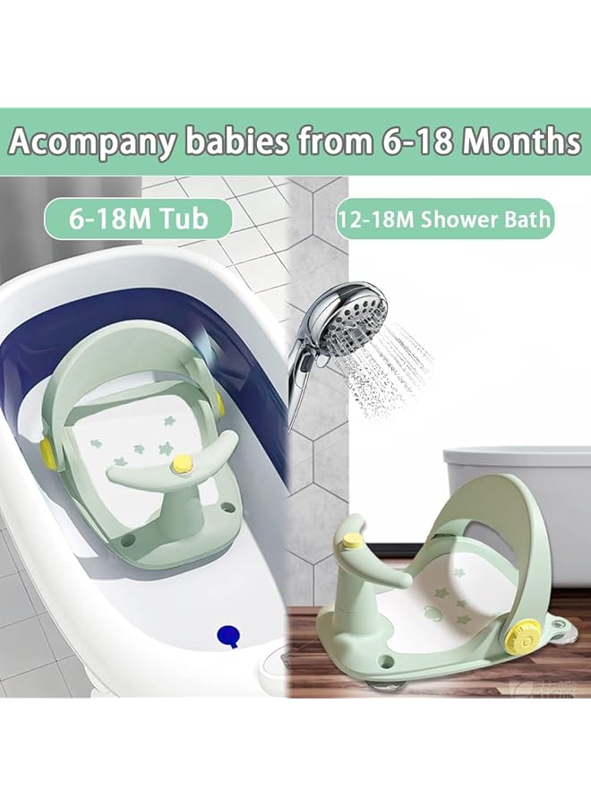 TRASSLE Baby Bathtub Seat For Sit Up Infant Toddler Bath Seat Shower Chair With Adjustable Backrest Support Suction Cups Non Slip Mat For 6 18 Months - Image 4
