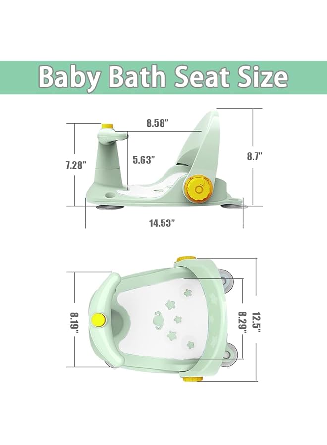 TRASSLE Baby Bathtub Seat For Sit Up Infant Toddler Bath Seat Shower Chair With Adjustable Backrest Support Suction Cups Non Slip Mat For 6 18 Months - Image 3