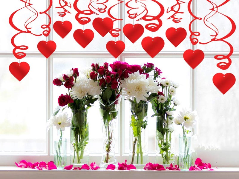 Jollystyle 36Pcs Heart Decorations Hanging Swirls - Valentines Day Party Supplies Favors Ceiling Decor - Image 4