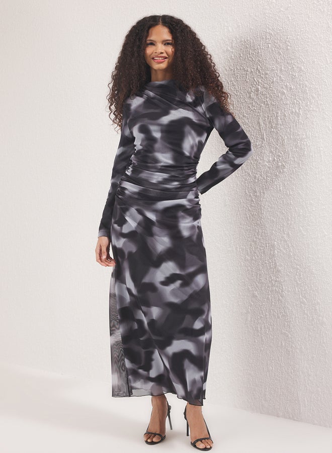 trendyol Anthracite Gradient Knitted Dress - Image 2