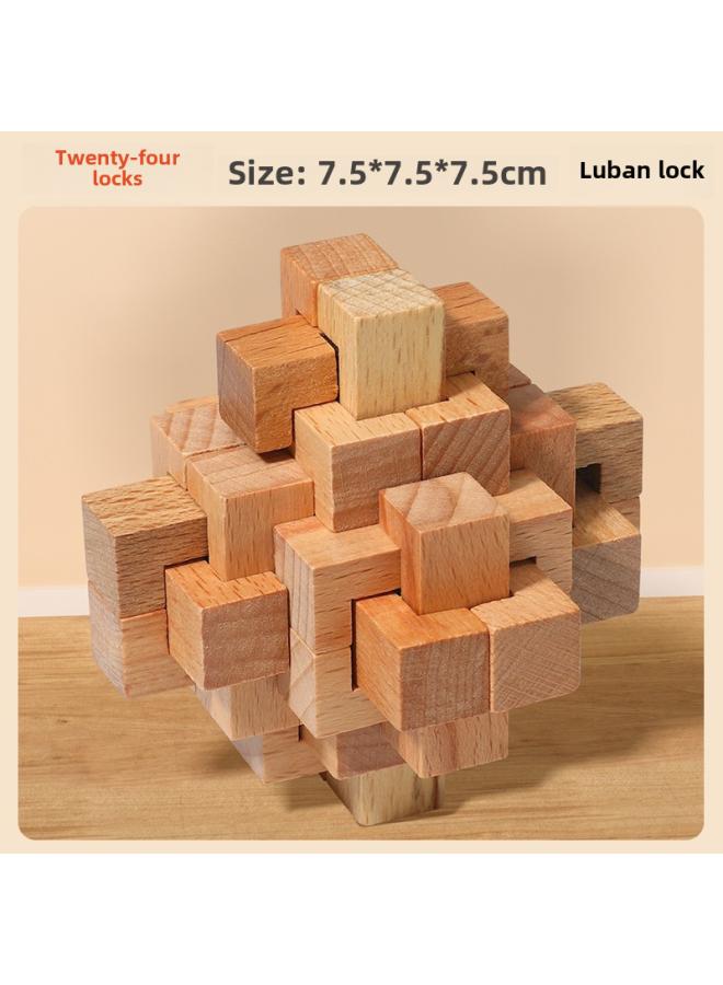 Kong Ming Lock Luban Lock Suit Intelligence Unlock Wooden Elementary School Students Hands-on Brain-moving Educational Toys Nine-piece Gift Box 