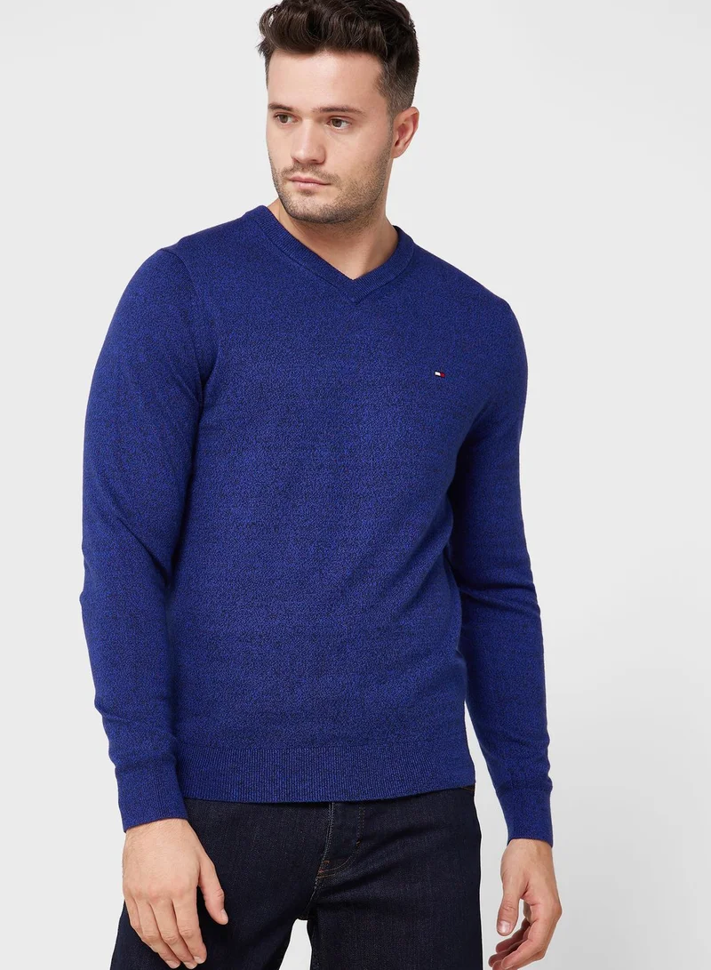 TOMMY HILFIGER Logo V-Neck Sweater