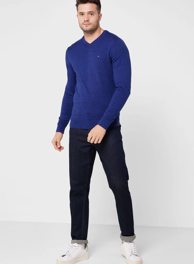 TOMMY HILFIGER Logo V-Neck Sweater