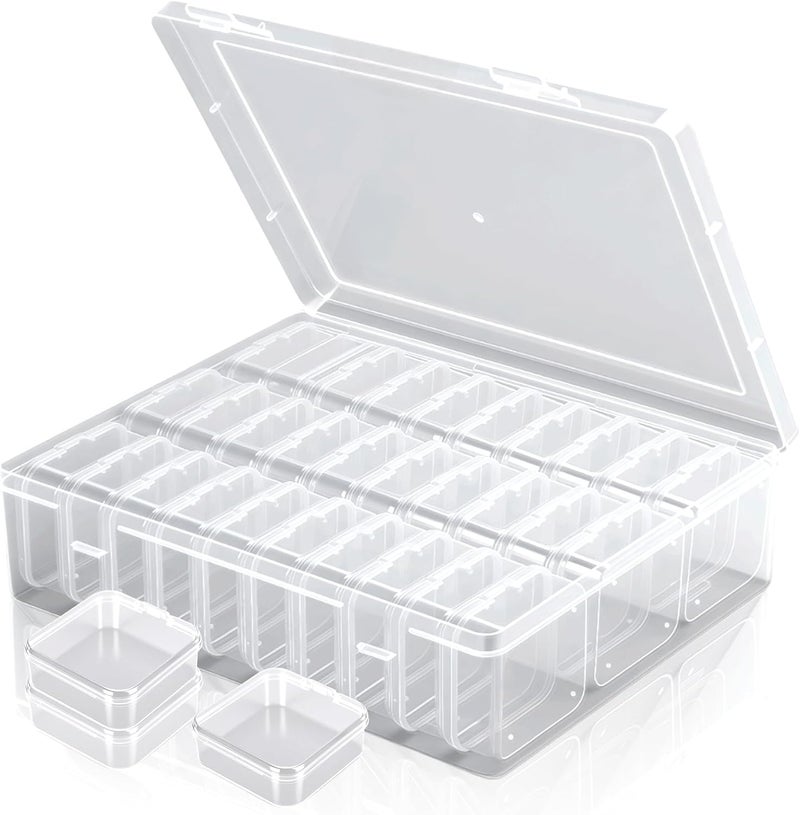 Qryuvfek Bead Organizer, 31 Mini Clear Jewelry Organizer and Hinged Lid Bead Storage Containers, Ideal for DIY Jewelry Crafts, Screws and Small Parts Craft Storage. - Image 1
