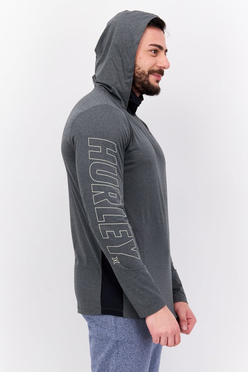 Hurley Men Sportswear Fit Long Sleeve Training Hood, Grey  - Image 2