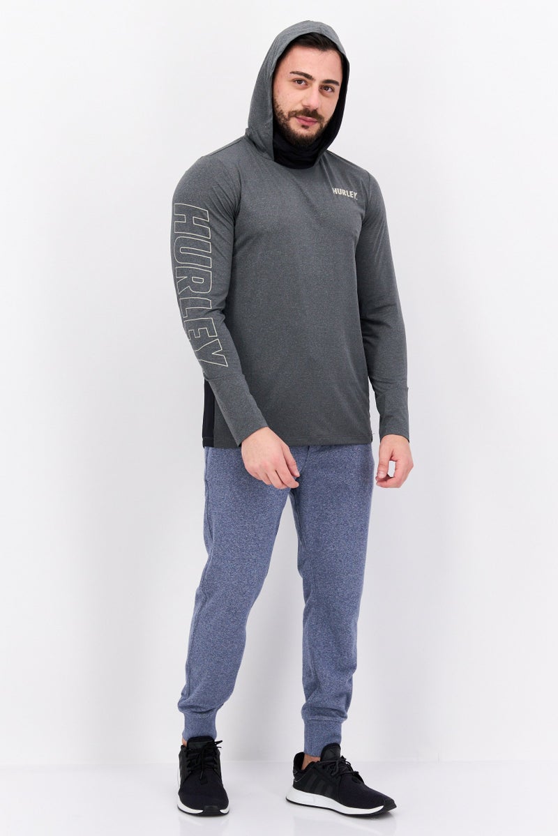 Hurley Men Sportswear Fit Long Sleeve Training Hood, Grey  - Image 3