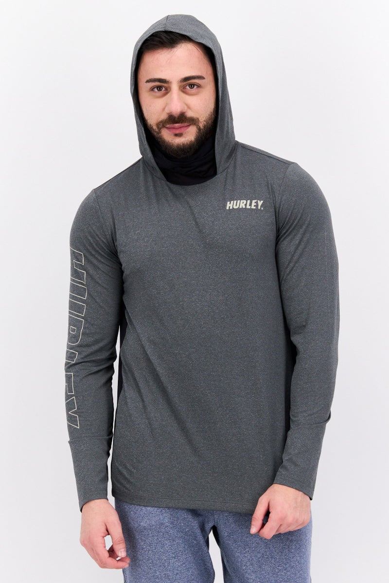 Hurley Men Sportswear Fit Long Sleeve Training Hood, Grey  - Image 1