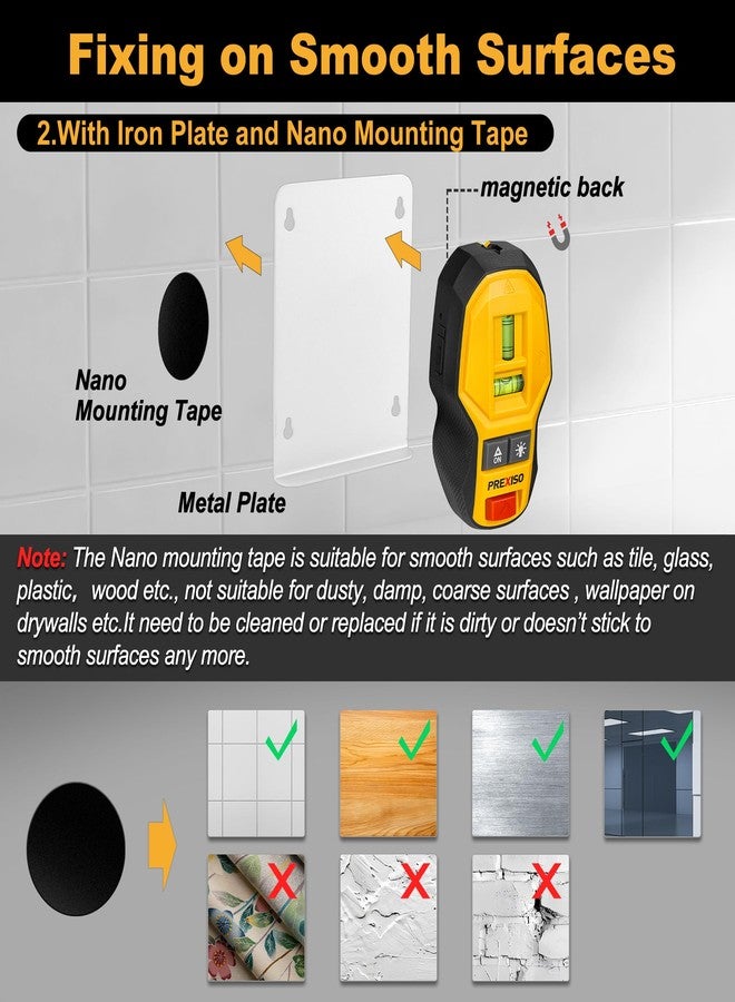 بريكسيسو مستوى ليزر خطي متقاطع 2 في 1 قابل لإعادة الشحن من PREXISO مع كاشف مغناطيسي للمسامير، ليزر خطي مضغوط مع قوارير فقاعات LED لوضع علامات دقيقة، كاشف مسامير، ماسحات جدارية لتعليق الإطارات والصور - Image 5