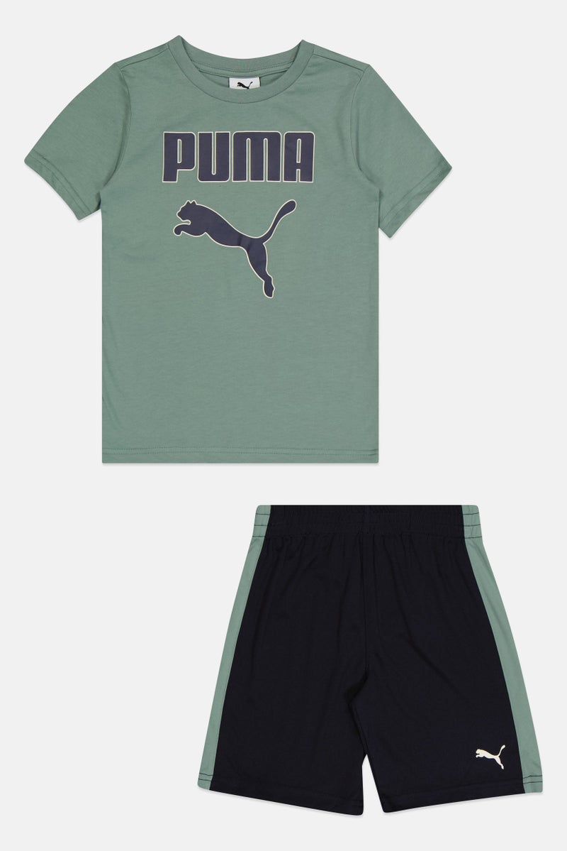 PUMA Kids Boy 2 Pieces Sportswear Fit Short Sleeve Outdoor T-Shirt And Shorts Set, Multicolor - Image 3