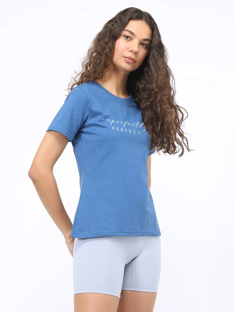 NOBERO Graphic Print T-Shirt for Women in Blue