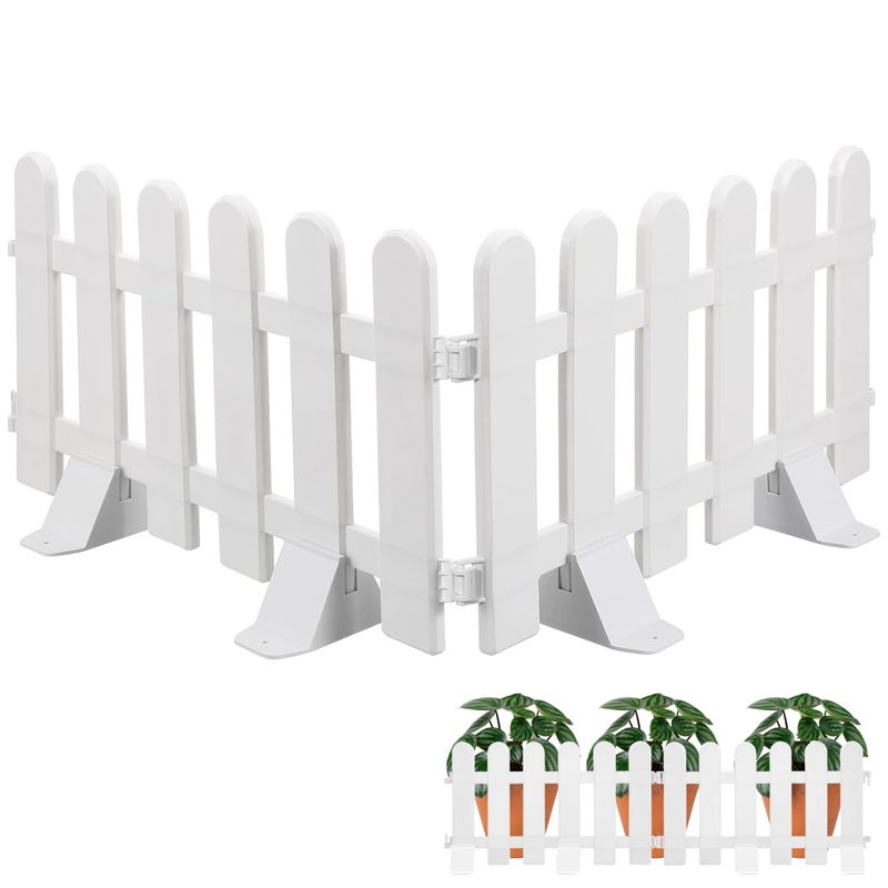 BESPORTBLE 2Pcs White Plastic Garden Fence with 4 Bases Decorative Landscape Edging for Yard Flower Bed Courtyard 1968 X 1181 Inches - Image 2