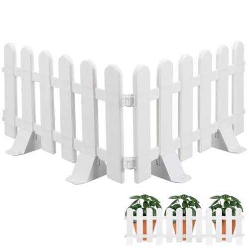 BESPORTBLE 2Pcs White Plastic Garden Fence with 4 Bases Decorative Landscape Edging for Yard Flower Bed Courtyard 1968 X 1181 Inches - Image 1