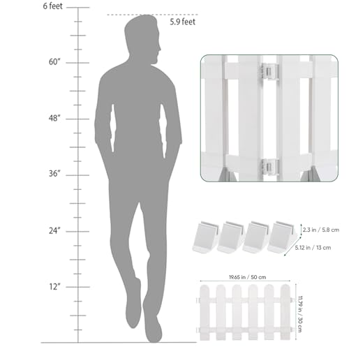 BESPORTBLE 2Pcs White Plastic Garden Fence with 4 Bases Decorative Landscape Edging for Yard Flower Bed Courtyard 1968 X 1181 Inches - Image 3