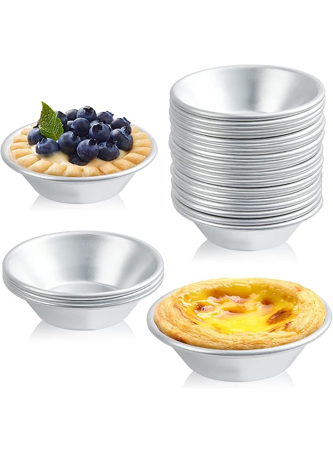 S-TOP 25 Pack Egg Tart Molds, Puto Molder Cookie Steamer Dessert Molds, Small Aluminum Nonstick Pans Pie Molds for Baking Pies Cupcakes Mini Cakes Puddings Jellies - Image 1